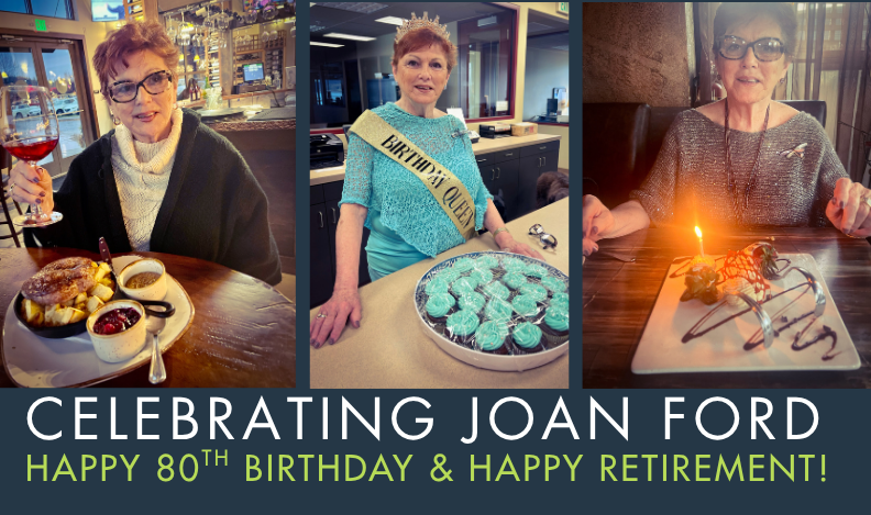 Joan Ford smiling, known for her warm welcome and 15 years of service